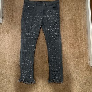 distressed denim jeans